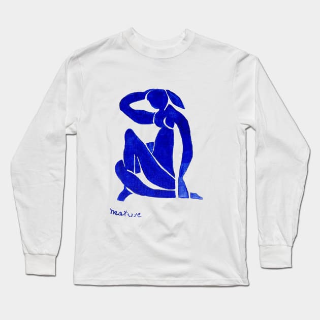 A Blue Nude in matisse style Long Sleeve T-Shirt by Le petit fennec